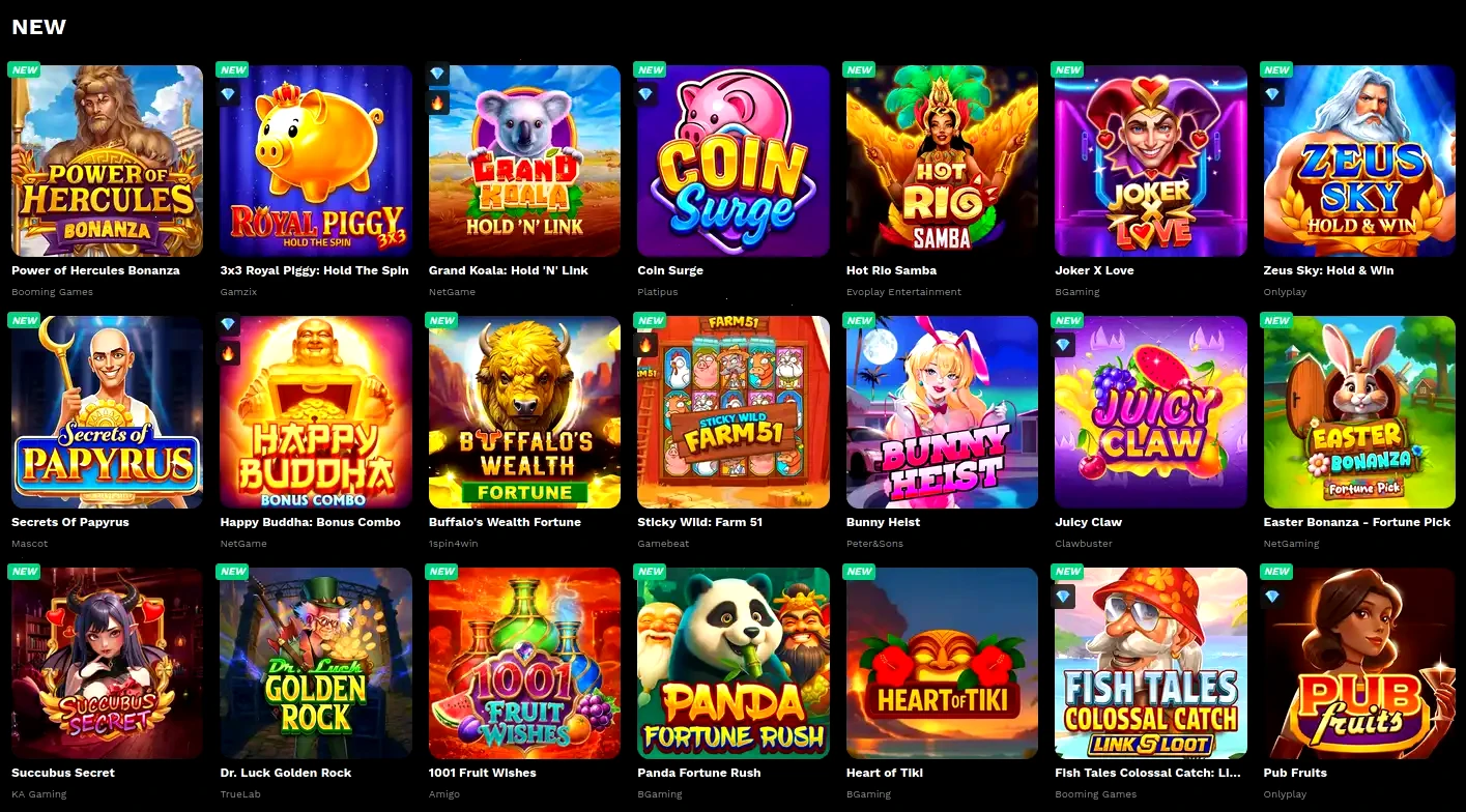 Pelican Casino Live-Spieltische und Slots